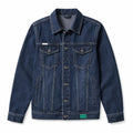 Men's Button Jacket with Twin Flap Pockets and Hem Band - Dark Blue