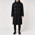 Men's Long Toggle Front Coat with Stand Collar - Black