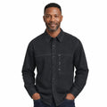 Men's Plain Button Overshirt with Single Chest Pocket - Black