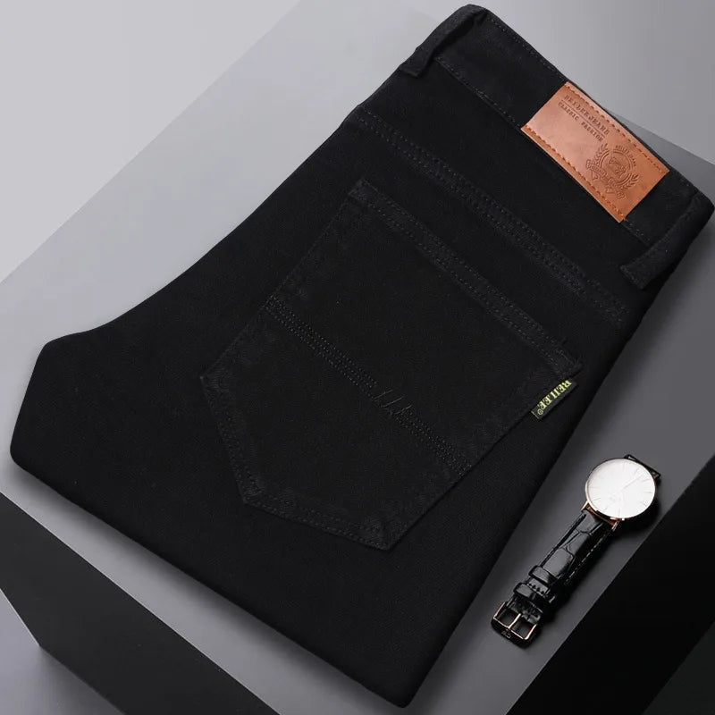 Men's Plain Jeans with Back Patch Pocket Detail - Black