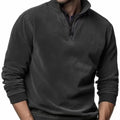 Men's Plain Quarter Zip Sweater with Stand Collar - Black