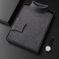 Men's Plain Turtleneck Sweater with Long Sleeves - Gray, Light Gray