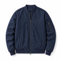 Men's Short Stand Collar Zip Jacket with Sleeve Pocket - Blue
