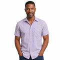 Men's Small Check Short Sleeve Shirt with Button Front - Pink