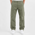 Men's Straight Leg Cargo Pants with Belt Loop Waist - Green