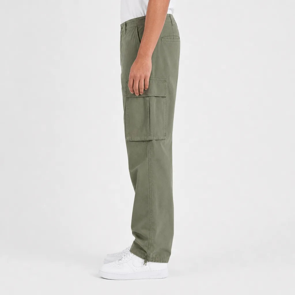 Men's Straight Leg Cargo Pants with Belt Loop Waist - Green