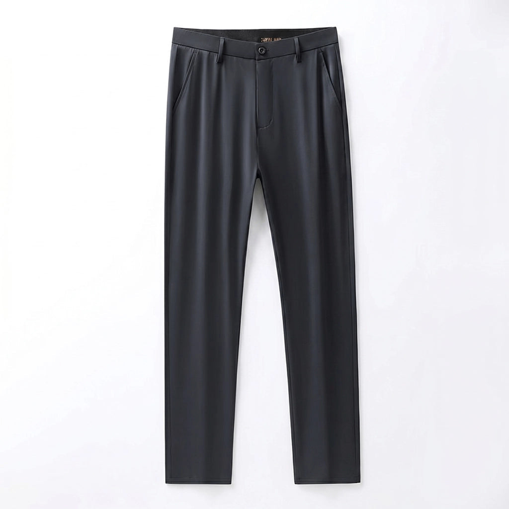 Men's Straight Leg Pants with Plain Front and Belt Loops - Navy
