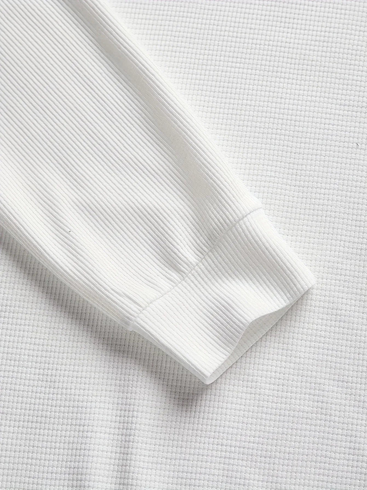 Men's Textured Crewneck Sweater with Contrast Patches - White