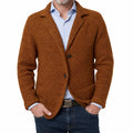 Men's Textured Single Button Blazer with Patch Pockets - Brown
