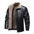 Men's Zip Jacket with Broad Contrast Foldover Collar - Black