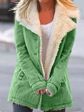Women's Collared Zip Jacket with Contrast Inner Edge - Green