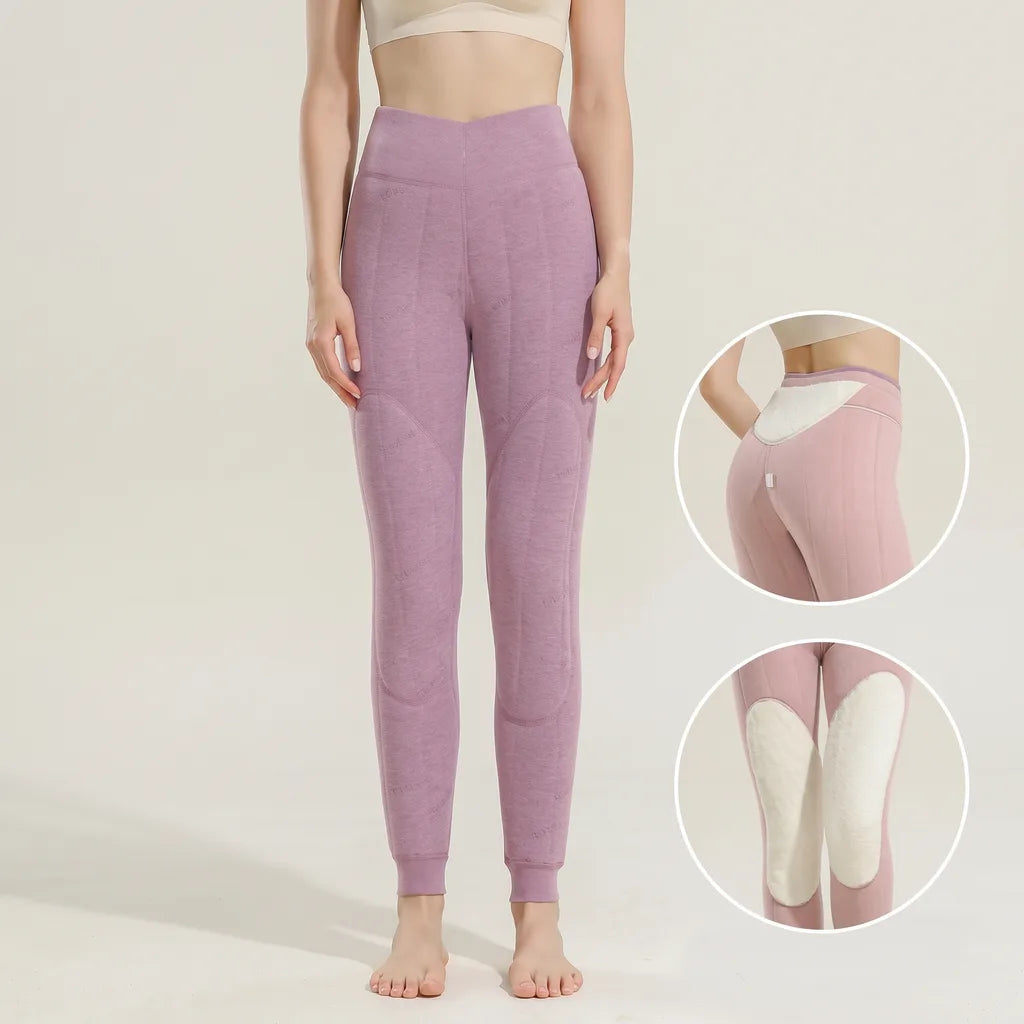 Women's High Waist Leggings with Shaped Waistband - Pink