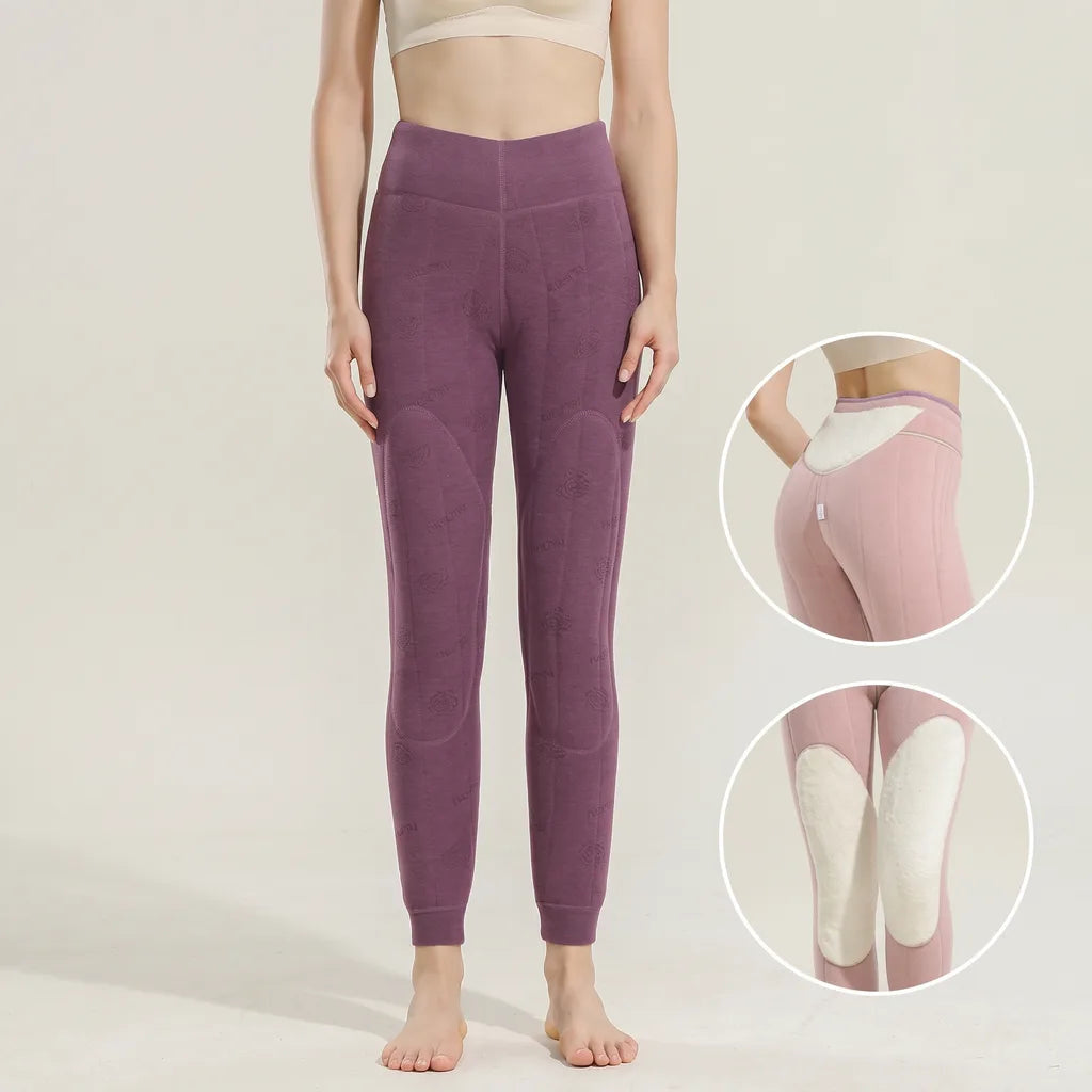 Women's High Waist Leggings with Shaped Waistband - Purple