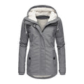 Women's Hooded Zip Coat with Contrast Inner Edge - Grey