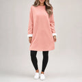 Women's Long Crewneck Tunic with Straight Hem - Pink