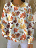 Women's Long Sleeve Pullover with Ribbed Cuffs - Maple